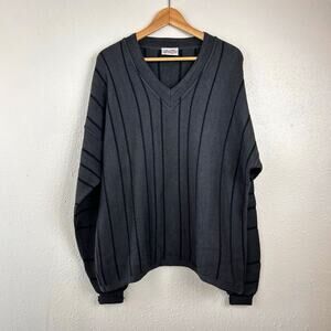 Vintage Monello Men's Long Sleeve V Neck Sweater Size XL(?) Gray/Black Italy